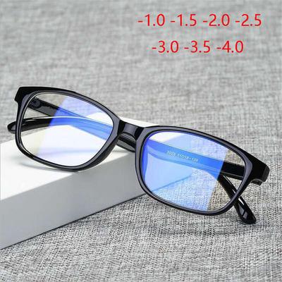 Blaulichtfilter Damen Herren Kurzsichtigkeitsbrille mit Stärke Mode PC Blaulichtblockierende Kurzsichtigkeitsbrille -1.0 -1.5 -2.0 Bis -4.0