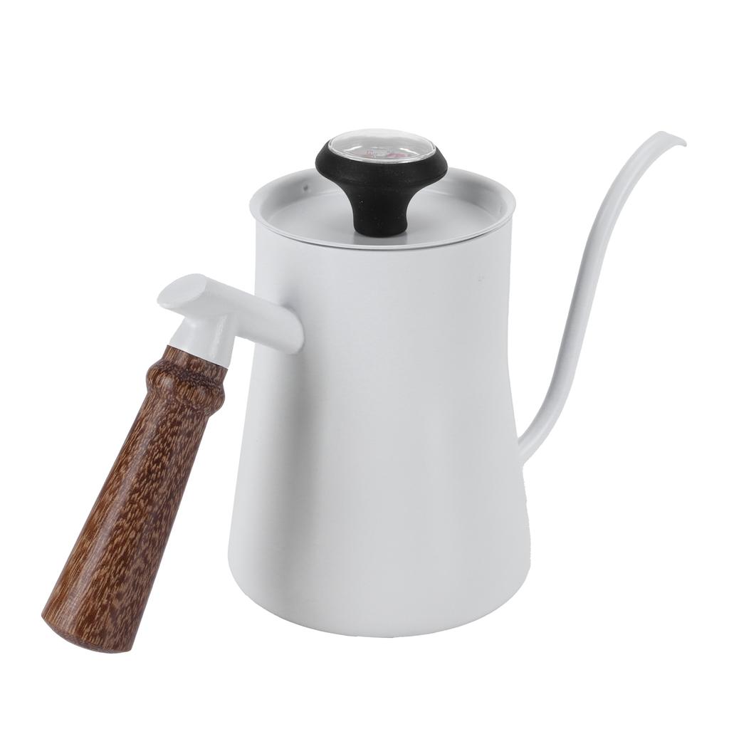 650ml Hängeohr Handkaffeekanne Edelstahl Tropfkaffeegeschirr Werkzeug mit ThermometerWeiß