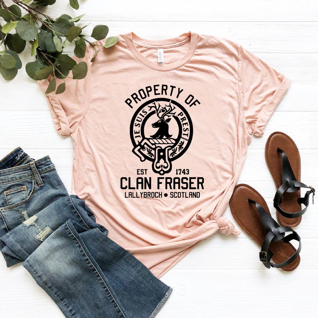 Property of Clan Foster T Shirts Outlander Book Series TShirt Jamie Fraser Sassenach T Shirt Tv Show Tops Vintage Casual Tees