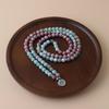 Matte Rhodonite & Amazonite Mala Beads Necklace – Lotus Charm Boho Jewelry, Calm Balance Gift for Women