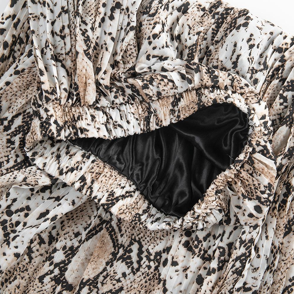 Qooth Summer Mid Length Pleated Skirt Leopard Print Chiffon Skirt Casual Elegant Women Skirts QT120