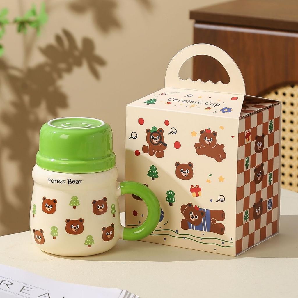 Creative and Cute Bear Ceramic Cup Large Capacity Household Water Cup High Appearance Level Mug Girls' Gift and Souvenir