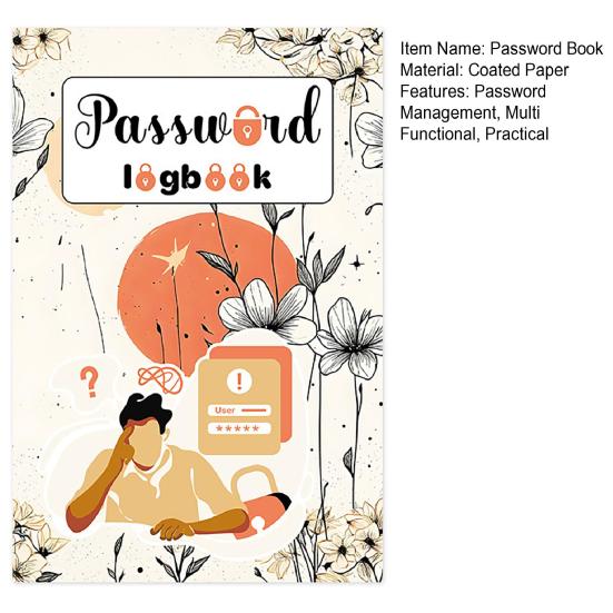 Kniha hesel Malý vázaný deník hesel pro internetové webové stránky Adresa přihlášení Organizér hesel Zápisník pro domácí kancelář