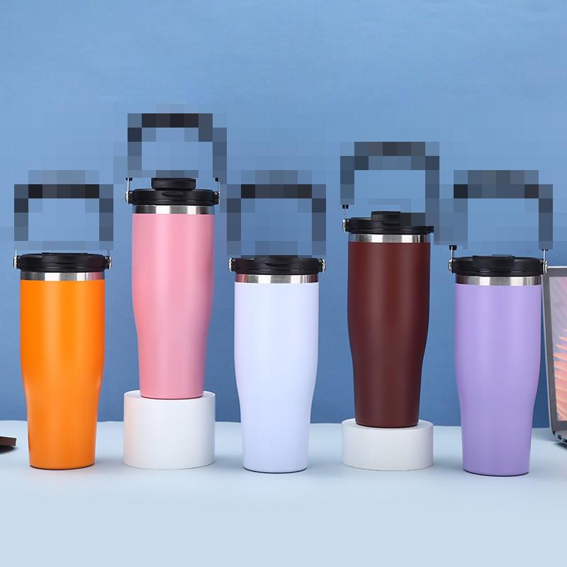 30oz Vacuum Insulated Stainless Steel Travel Mug With Handle Car Outdoor Office Use