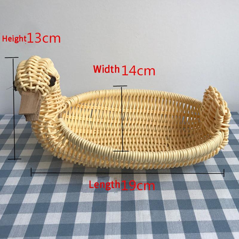 Rattan Woven Fruit Basket Cute Shape Fruit Bowls Tray Vegetable Snack Basket