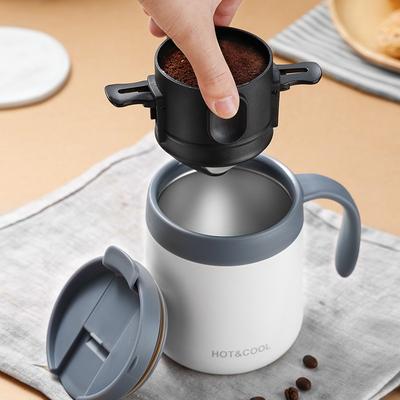 Cafetera Portátil de Acero Inoxidable, Cafetera, Set de Dripper con Taza de Viaje, Filtro de Café Reutilizable para Acampar