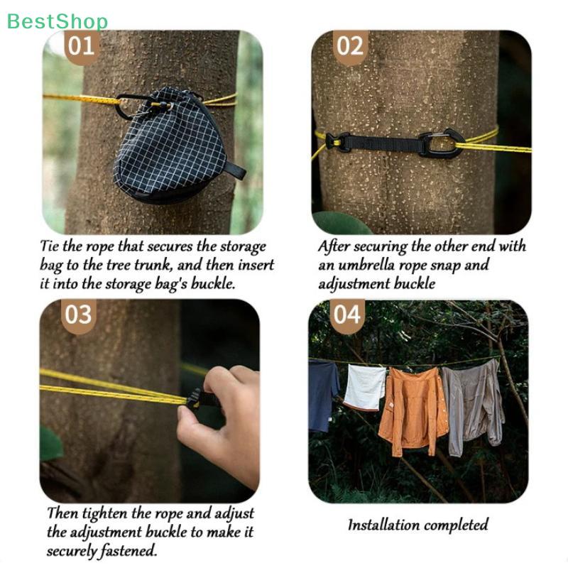Outdoor Clothesline Camping Portable Storage Hanging Rope With Clips Adjustable Windproof Clothesline