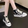 Spring, Summer, Autumn and Winter Women's Shoes Women's Sneakers Canvas Shoes Mid-cut Round Toe Lace-up Casual All-match Shoes