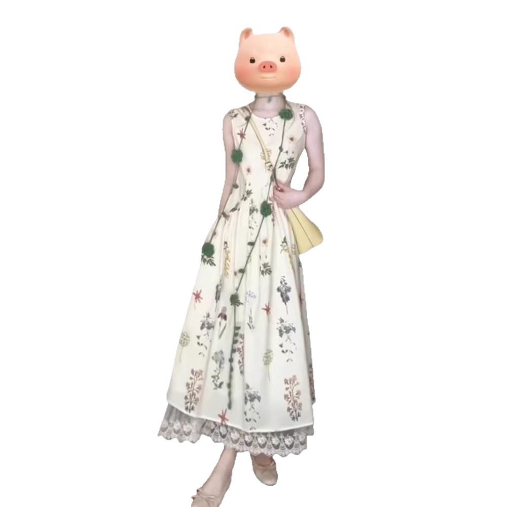 French Sleeveless Vest Floral Dress Children's Summer New Seaside Vacation Temperament Long Dress