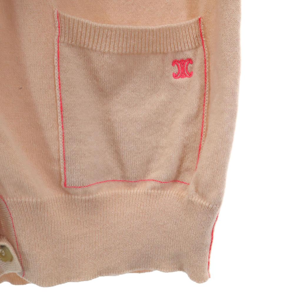 CELINE Long sleeve V neck knit cardigan pink Women Used