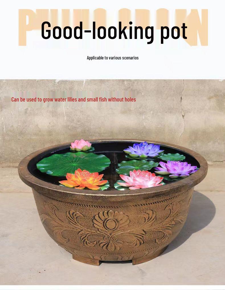 Large Resin Flower Pot for Cycad, Fruit Trees, Lotus, Balcony & Courtyard Planting