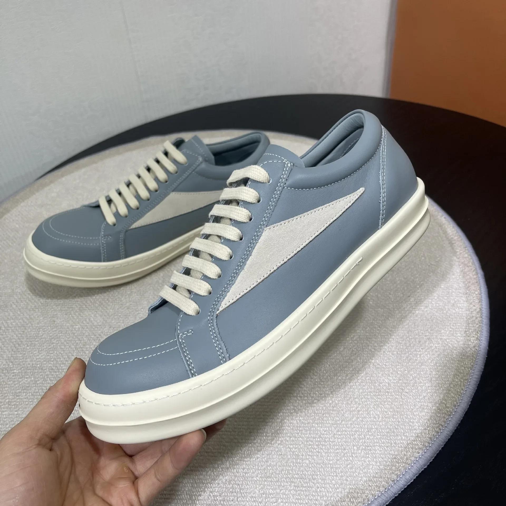 

Новые Низкие Кроссовки Женские Повседневные На шнуровке Кожаные Роскошные Кроссовки Платформа Винтажные Трендовые Дизайнерские Высокое Качество Синие Кроссовки 45 небесно-голубой