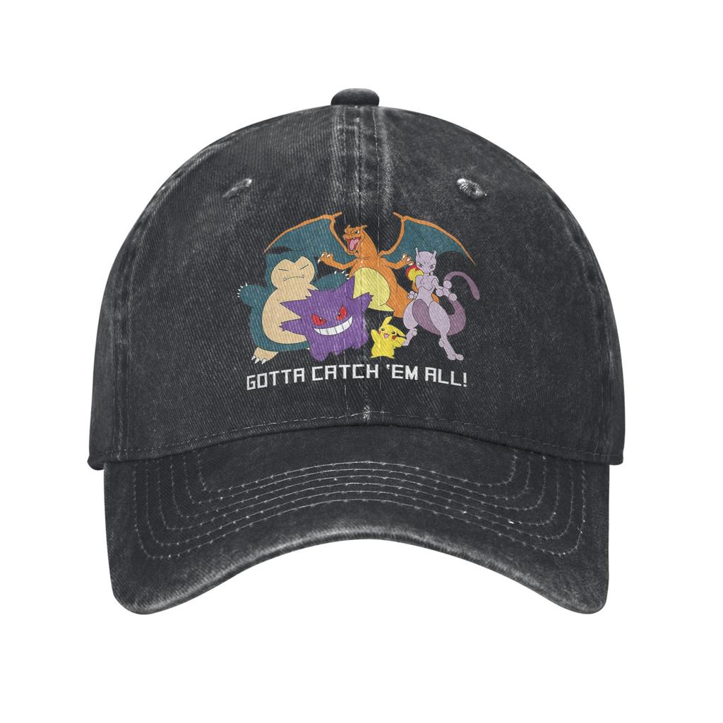 Funny Pokemon Gengar Evolution Print Cap For Unisex Cotton Cartoon Trucker Hat Headwear Baseball Cap Adjustable