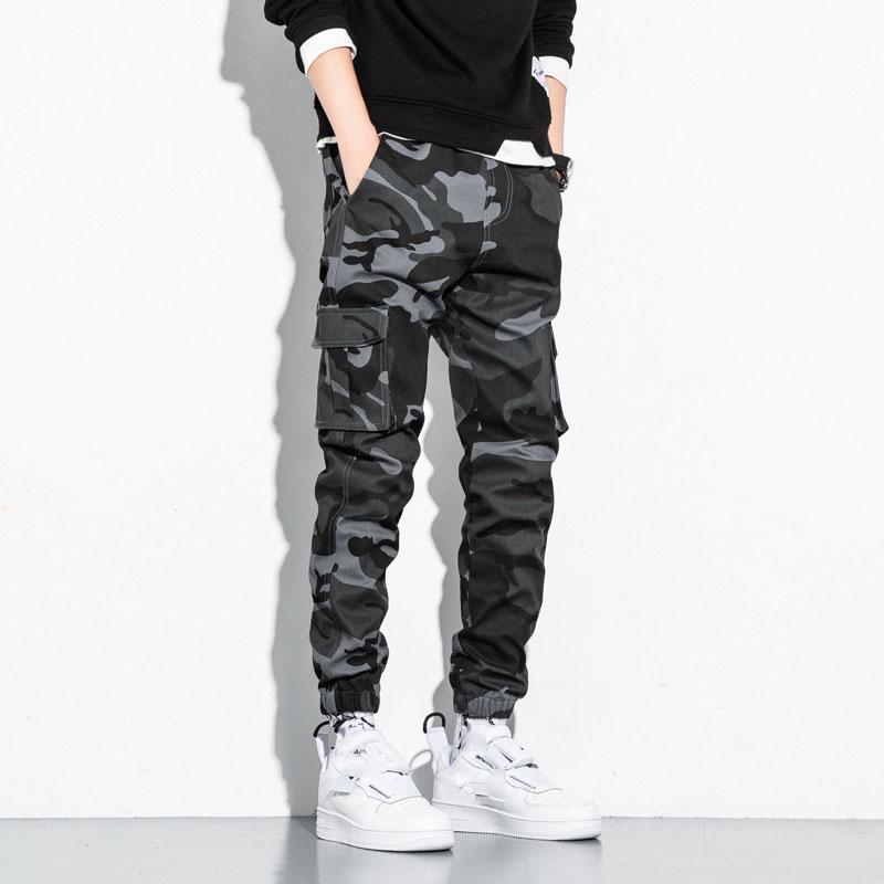 Men's Cotton Cargo Pants Plus Size Sports Drawstring Cargo Pants Fashion Casual Men's Jogging Pants