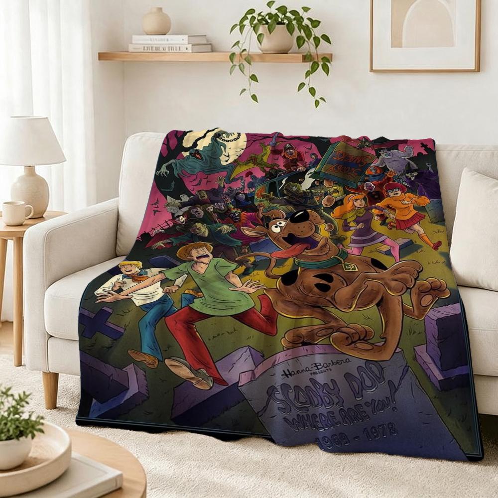 Scoobydoo Gang Anime Printed Blanket Skinfriendly Soft Fleece Blanket For Outdoor Travel Lightweight Home Decor Holiday Gift