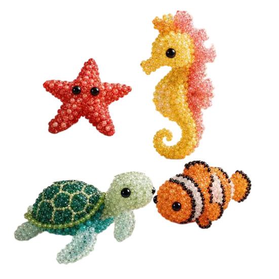 Tiny 3D Beaded Animal DIY Kit Cute Mini Sea Life Beads Embroidery Kit A