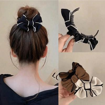 1 pieza Pinza para el pelo 3D con lazo estilo coreano, Accesorios para el cabello minimalistas y de moda para moño alto