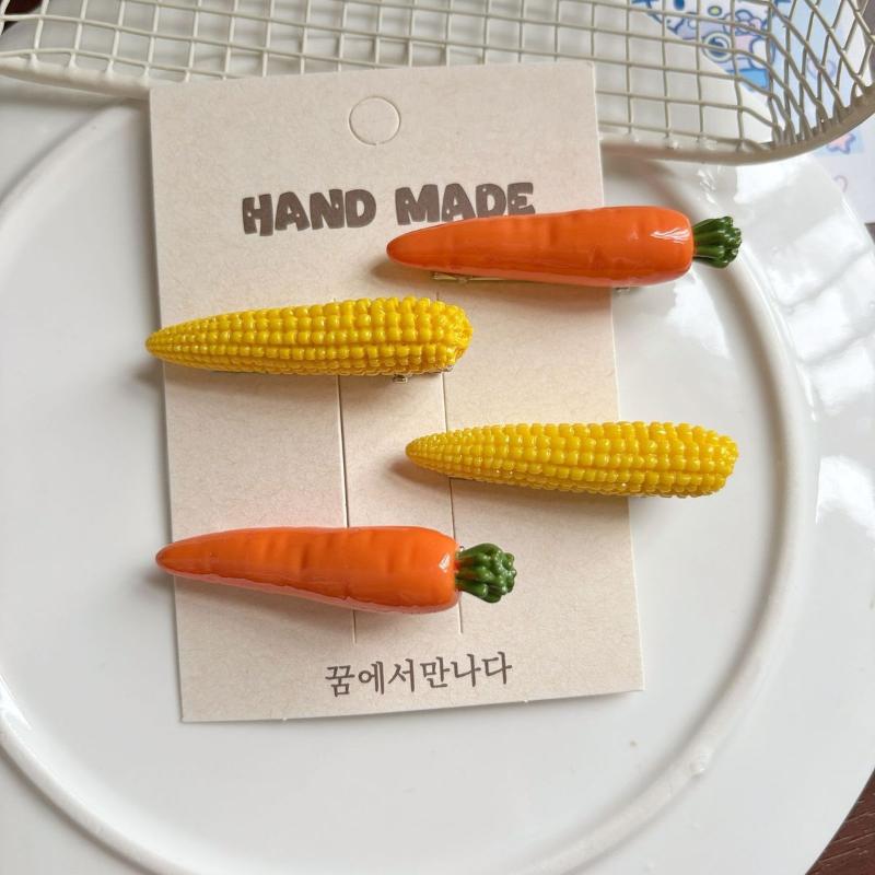 Funny Realistic Food Vegetable Barrettes Novelty Shape Hair Pins 2Pcs Random Styles Cute Hair Accessories for Party Favors