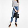 Michael Kors Emilia einfarbig Logo geflochtener Reißverschluss Pendler genarbtes Leder Ein-Schulter-Crossbody-Handtasche große Größe Damen rein Schwarz groß