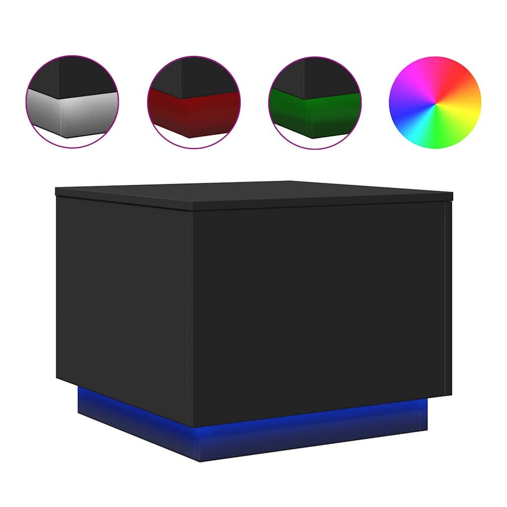 LED Coffee Table Black 50 x 50 x 40 cm