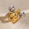 European and American stainless steel contrasting color exaggerated ring niche ring titanium steel jewelry ring