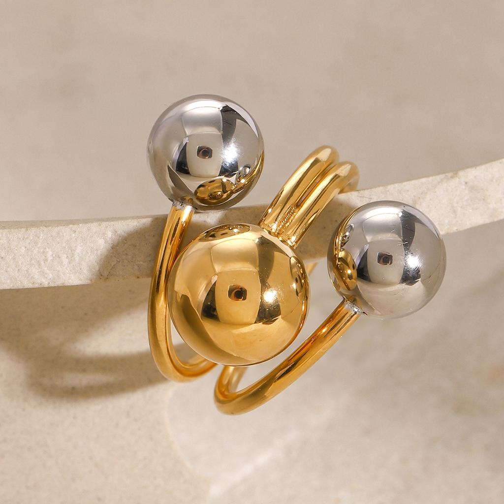 European and American stainless steel contrasting color exaggerated ring niche ring titanium steel jewelry ring
