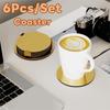 Scald-proof Gold Stainless Steel Coaster Set Round Mug Cushion Kitchen Gadgets Drink Pad  Tabletop
