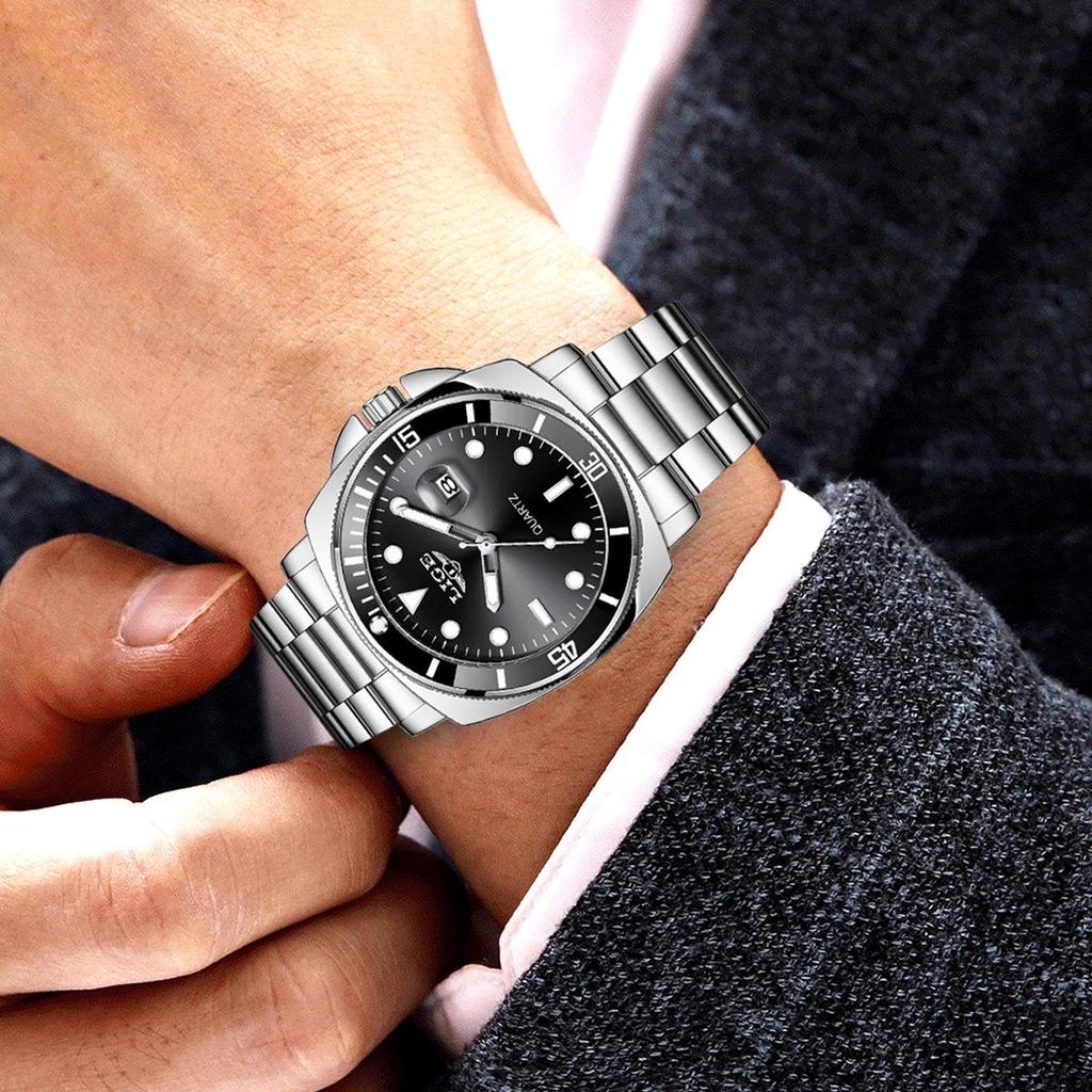 Trendige Herren-Quarzuhr mit drehbarer Lünette, Wasserdichte Armbanduhr