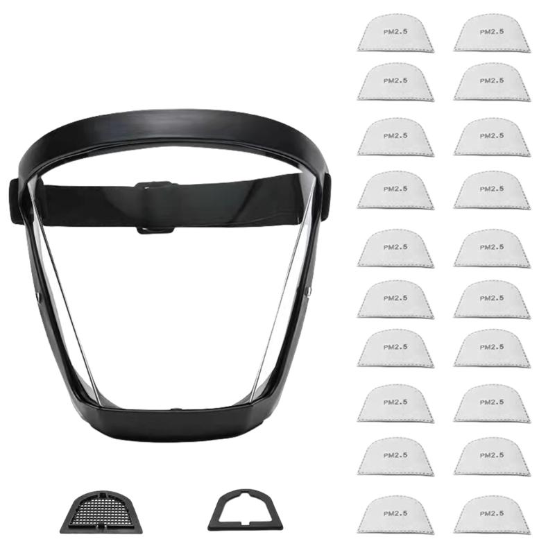 

Защитная маска для лица, защитная маска для работы, полнолицевая маска для ударов, защитная маска для лица с фильтром 20 шт. чёрный