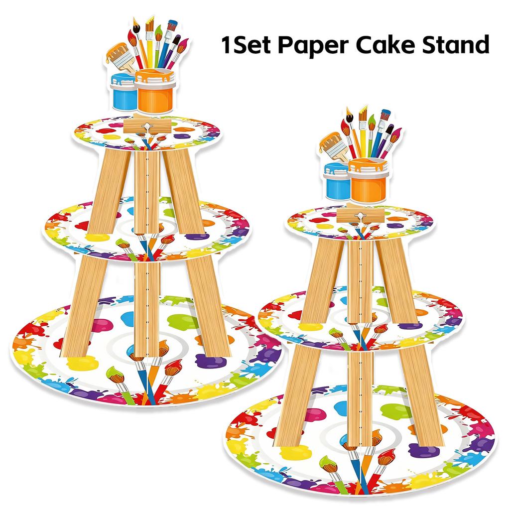 Graffiti Painting Theme Three-Layer Paper Cake Stand Cake Dessert Ornament Party Decorations