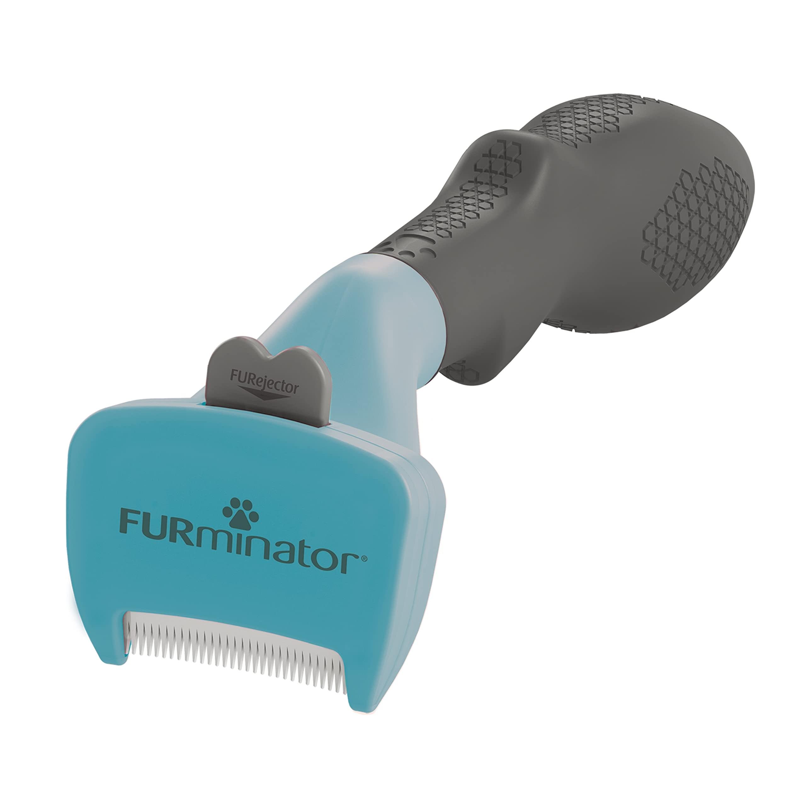 

FURminator Щетка для кошек для маленьких Все 2 типа - Одобренный ветеринарами инструмент для груминга для уменьшения образования комков шерсти и мягкого удаления подшерстка с кнопкой выброса For long-haired breeds