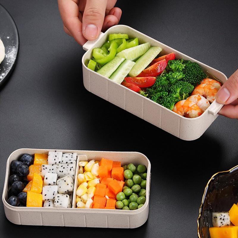 Cheap Lunch Box 800ml Double Wheat Straw Lunch Box Food Storage