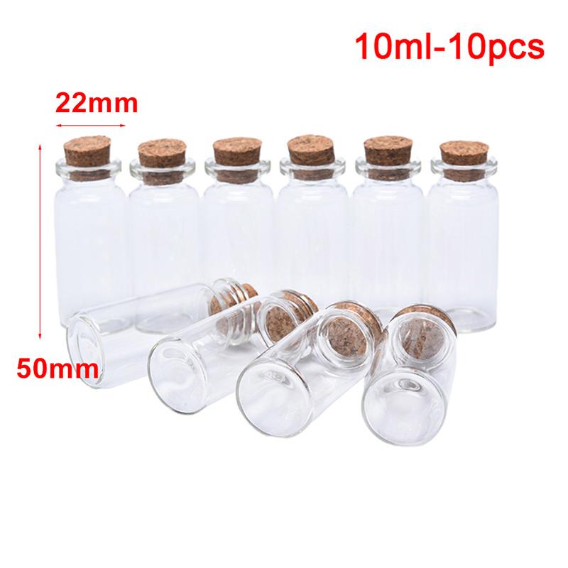 10 Stück Mini Klare Glasflaschen mit Kork Gewürz Nachrichtenfläschchen Leere Wunschflasche DIY Treibende Leere Winzige Gläser Party Dekorationen