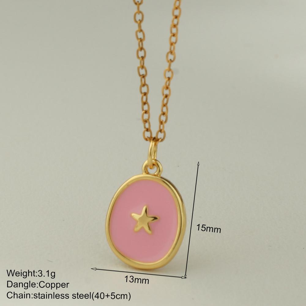 

Богемное эмалевое ожерелье с луной и звездой для женщин, милые воротники с ракушками и сердечками, длинная цепочка-чокер из нержавеющей стали, летний пляжный циркон