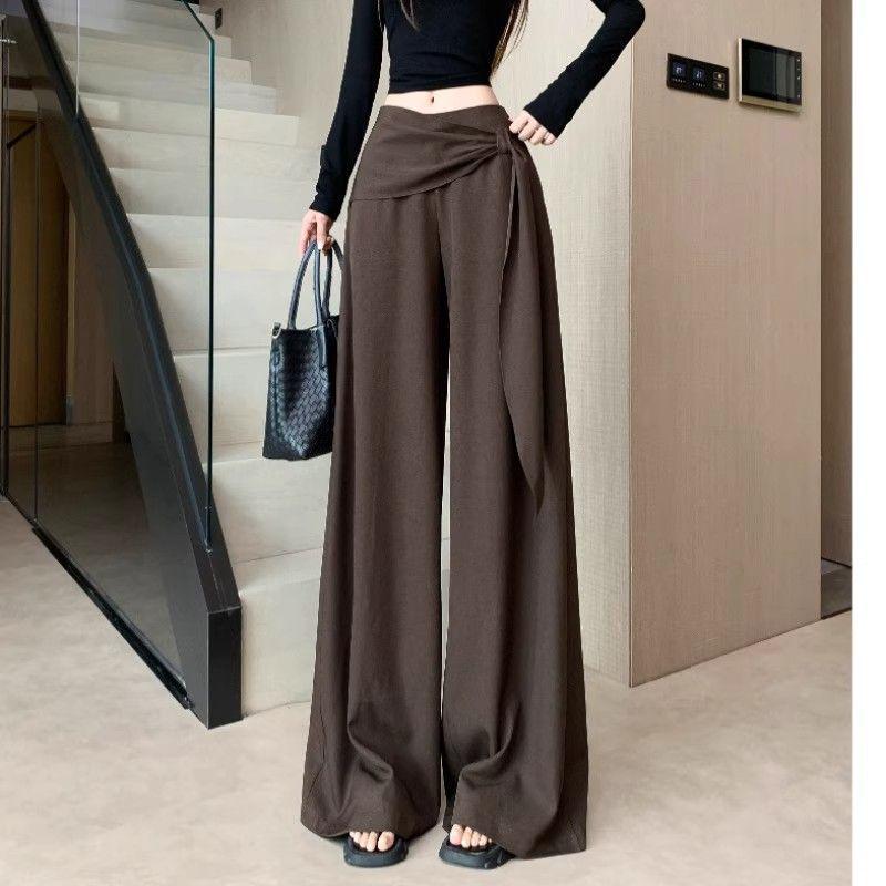 Damen Palazzo-Hose mit hoher Taille und Schnürung, Design Frühling/Sommer 2026, Figurschmeichelnder Fall, Bodenlang, Lässiger Vielseitiger Stil.