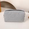 Student Grid Pattern Triangle Pencil Case With Striped Fabric For Portable School Supplies
