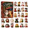 Holiday Countdown Ornament Set Christmas Cat Dachshund Advent Calendar 24-Day Acrylic for Tree Hanging Supplies Decoration Cute Cat/Dachshund