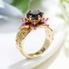 Huitan Flower Design Two Tone Ring for Women Fashion Party Wedding Luxury Accessories Inlaid Purple CZ Elegant Party Jewelry