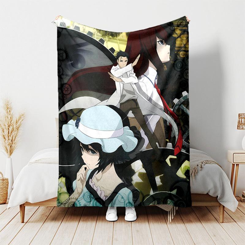 Steins;Gate printed throw blanket—lightweight,soft,warm;versatile blanket all seasons—perfect air-conditioning throw,nap blanket