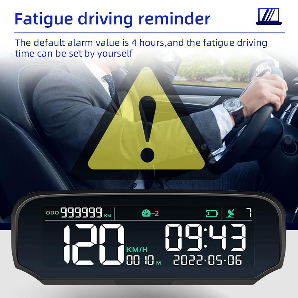 Compteur De Vitesse GPS Solaire HUD Pour Voiture - Affichage Tête Haute Vitesse, Température, Heure - Alerte Fatigue - Compatible Tout Véhicule