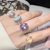 Amethyst S925 Sterling Silver 18K Gold Natural Color Treasure Ring Light Luxury Premium Index Finger Ring Energy Jewelry