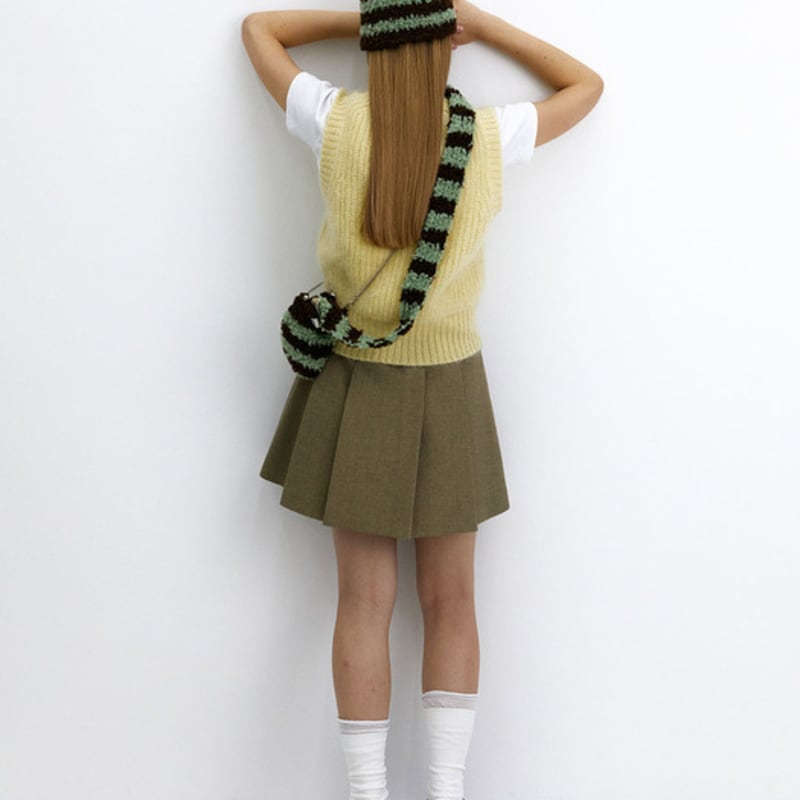 DANCING GRANDMA CURLY STRIPE MUFFLER : MINT