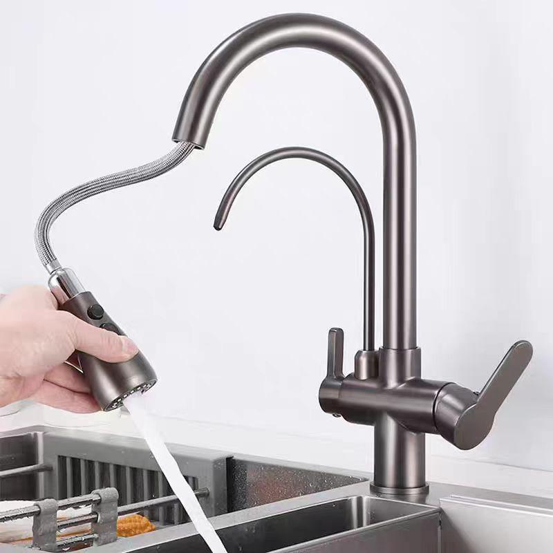 Three-in-One Rotating Telescopic Pull-Out Faucet & Sink Water Purifier