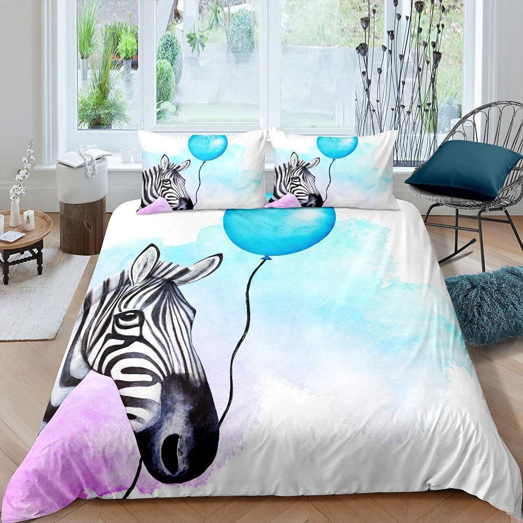 Zebra Striped Quilt Cover Black And White Geometric Bedding Duvet Cover Set Wild Animal Three-Piece Set