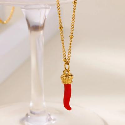 Red Chili Pendant Necklaces For Women Gold Color Stainless Steel Chili Necklace Trendy Charm Jewelry for Daily Wedding Gift