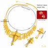 Gold-Plated Brass Flower Necklace & Earrings Set for Women's Wedding Jewelry