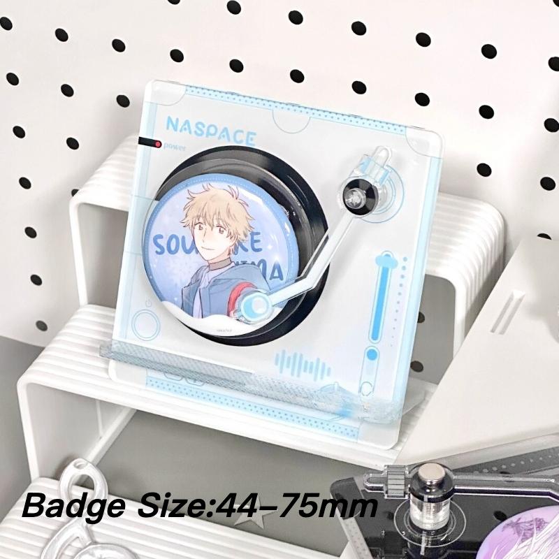 Rotating CD Record Acrylic Badge Ornaments for Anime Character 65mm Badge Pin Display Protective Case Creative Figurines 2025