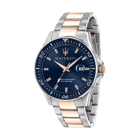 Maserati Orologio da Uomo Sfida Quadrante Blu Bicolore Acciaio Inossidabile Quarzo R8853140003 100M