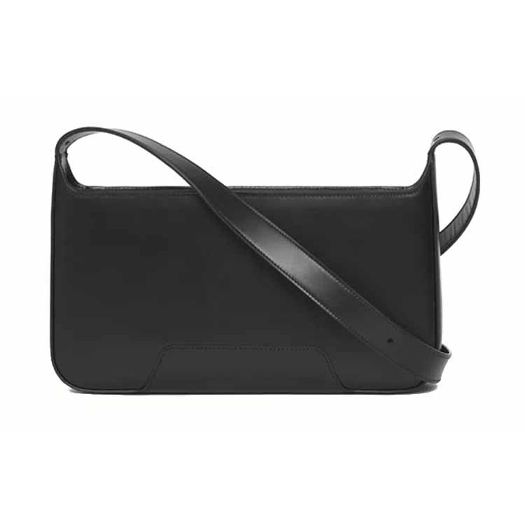Burberry Black Leather TB Monogram Hobo Shoulder Bag With Gold Hardware For Daily Use