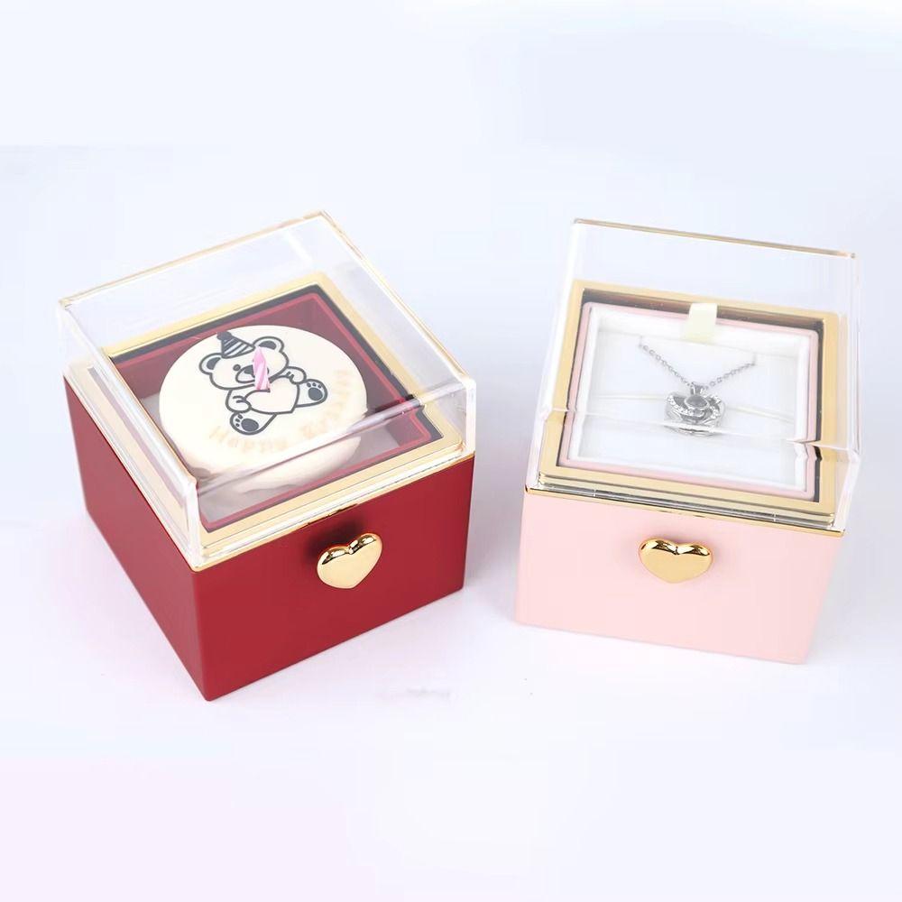 Automatic Flip Bear Flip Ring Box Spinning Design Light Candles Surprise Jewelry Box Surprise Mechanism Reversible Boxs